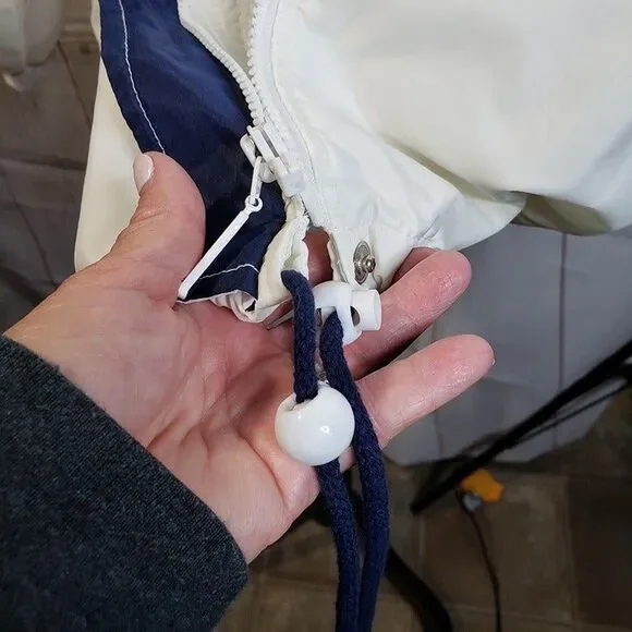 Vintage Unisex White Nylon Rain Jacket XL 2XL XXL Coat Zip & Snap Oversized - Picture 11 of 11